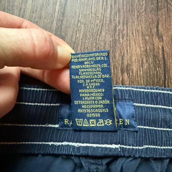 Polo Ralph Lauren Navy Drawstring Pajama Pants Preppy Yellow Pony Logo Mens L - Picture 5 of 5